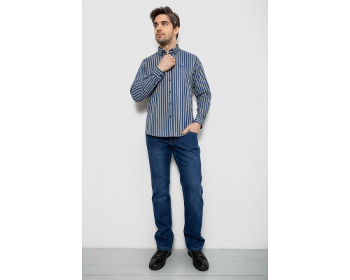 Сорочка чоловіча в смужку, колір сіро-синій, 186RM01