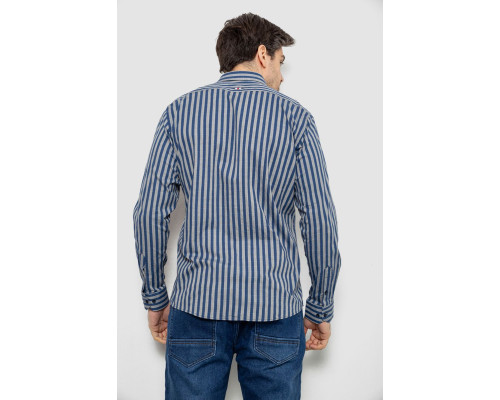 Сорочка чоловіча в смужку, колір сіро-синій, 186RM01