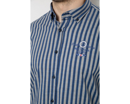 Сорочка чоловіча в смужку, колір сіро-синій, 186RM01