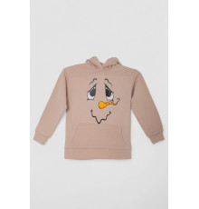 Худі дитячий на флісі з принтом Сніговик, колір бежевий, 102R1517