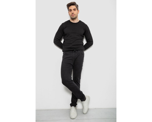 Джинси чоловічі на резинці утеплені, колір чорний, 244R666