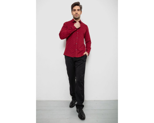 Сорочка чоловіча однотонна з принтом, колір бордовий, 186R6917-8