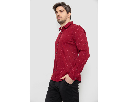 Сорочка чоловіча однотонна з принтом, колір бордовий, 186R6917-8