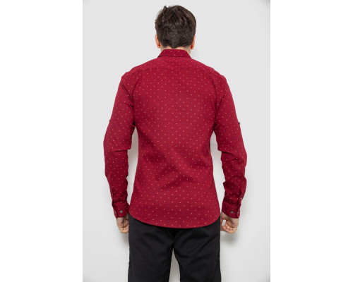 Сорочка чоловіча однотонна з принтом, колір бордовий, 186R6917-8