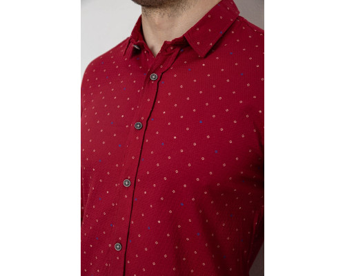 Сорочка чоловіча однотонна з принтом, колір бордовий, 186R6917-8