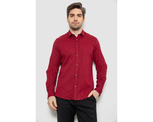 Сорочка чоловіча однотонна з принтом, колір бордовий, 186R6917-8