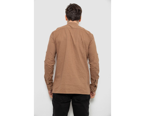 Сорочка чоловіча однотонна з принтом, колір бежевий, 186R2077