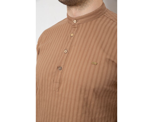 Сорочка чоловіча однотонна з принтом, колір бежевий, 186R2077