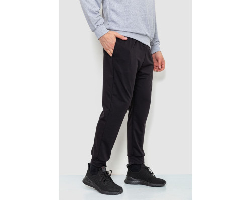 Спортивні штани чоловічі двонитка, колір чорний, 241R8005