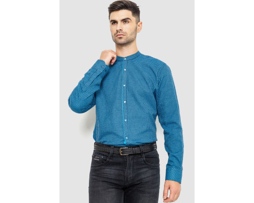 Сорочка чоловіча в клітинку байкова, колір синьо-блакитний, 214R99-34-022