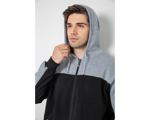 Спортивний костюм чоловічий на флісі, колір чорно-сірий, 244R9140