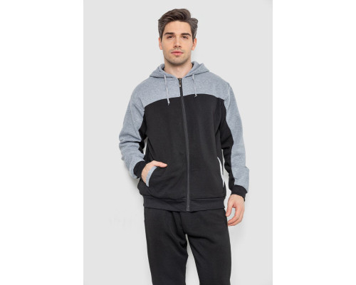 Спортивний костюм чоловічий на флісі, колір чорно-сірий, 244R9140