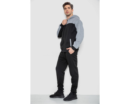 Спортивний костюм чоловічий на флісі, колір чорно-сірий, 244R9140