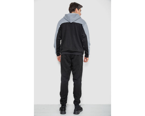 Спортивний костюм чоловічий на флісі, колір чорно-сірий, 244R9140