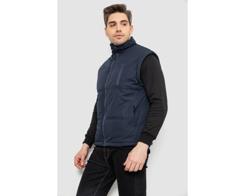 Жилет чоловічий однотонний утеплений, колір синій, 244RF2-2