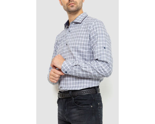 Сорочка чоловіча в клітку, колір сіро-білий, 214R113-35-193