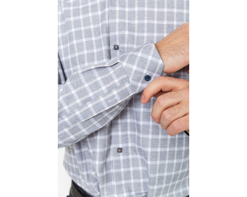 Сорочка чоловіча в клітку, колір сіро-білий, 214R113-35-193