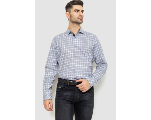 Сорочка чоловіча в клітку, колір сіро-білий, 214R113-35-193