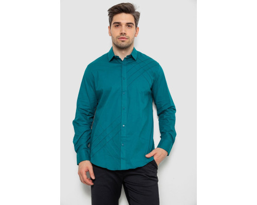 Сорочка чоловіча однотонна, колір смарагдовий, 214R7466