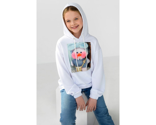 Худі дитячий двонитка з принтом, колір білий, 102R1526
