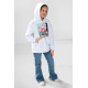 Худі дитячий двонитка з принтом, колір білий, 102R1526
