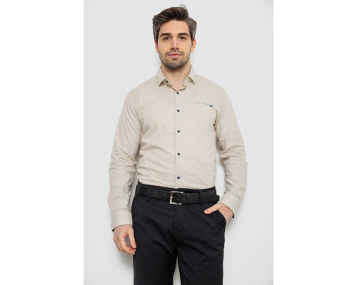 Сорочка чоловіча однотонна з принтом, колір бежевий, 186R2011