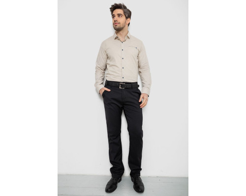 Сорочка чоловіча однотонна з принтом, колір бежевий, 186R2011