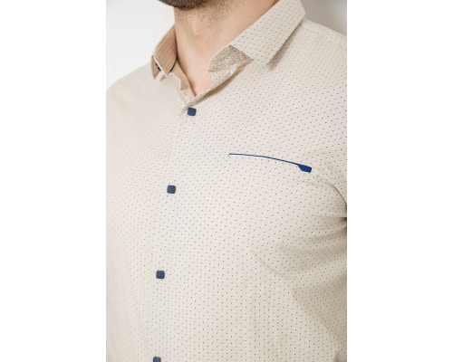 Сорочка чоловіча однотонна з принтом, колір бежевий, 186R2011