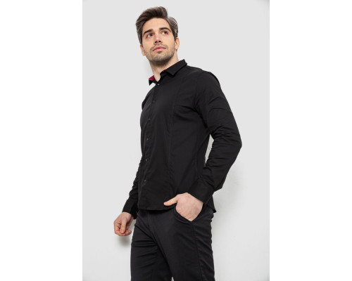 Сорочка чоловіча однотонна, колір чорний, 186R2066