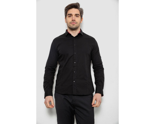 Сорочка чоловіча однотонна, колір чорний, 186R2066