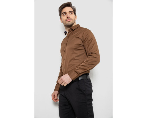 Сорочка чоловіча однотонна, колір коричневий, 186R6917