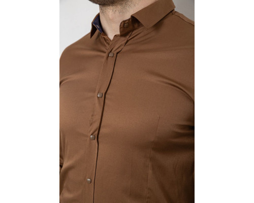 Сорочка чоловіча однотонна, колір коричневий, 186R6917