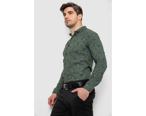 Сорочка чоловіча з принтом, колір хакі, 214R1043