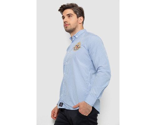 Сорочка чоловіча в клітинку, колір блакитний, 214R9030