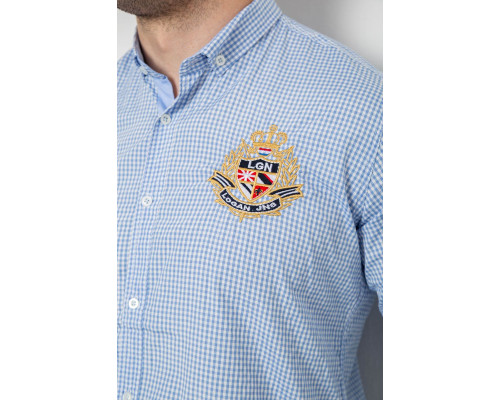 Сорочка чоловіча в клітинку, колір блакитний, 214R9030