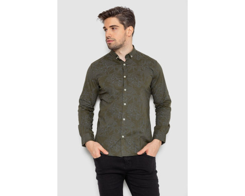 Сорочка чоловіча з принтом, колір хакі, 247R115
