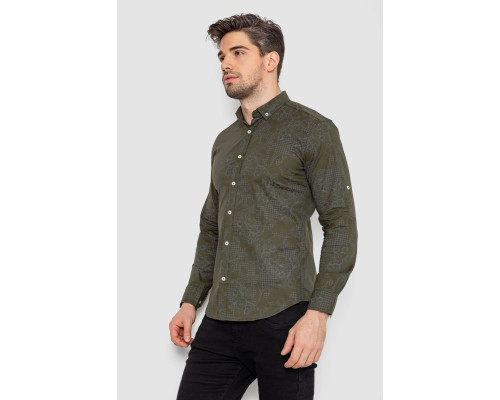 Сорочка чоловіча з принтом, колір хакі, 247R115