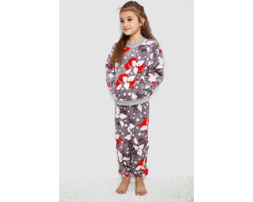 Піжама дитяча плюшева унісекс, колір сіро-помаранчевий, 102R1538