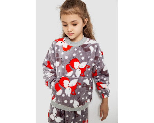 Піжама дитяча плюшева унісекс, колір сіро-помаранчевий, 102R1538