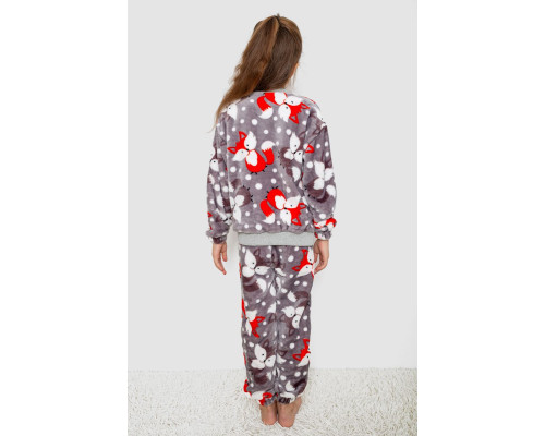 Піжама дитяча плюшева унісекс, колір сіро-помаранчевий, 102R1538