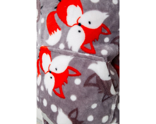 Піжама дитяча плюшева унісекс, колір сіро-помаранчевий, 102R1538