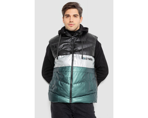 Жилетка чоловіча демісезонна, колір чорно-зелений, 244R990013