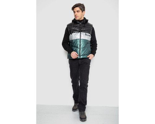 Жилетка чоловіча демісезонна, колір чорно-зелений, 244R990013