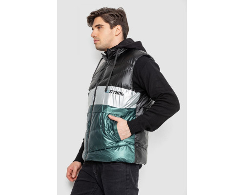 Жилетка чоловіча демісезонна, колір чорно-зелений, 244R990013