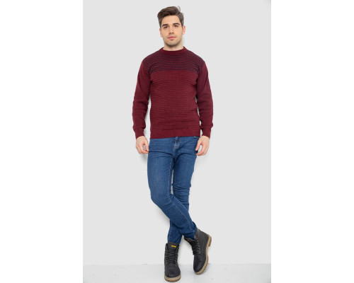 Светр чоловічий в смужку, колір бордовий, 161R1029