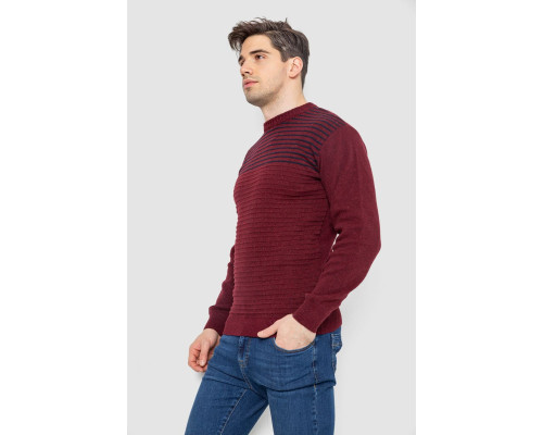 Светр чоловічий в смужку, колір бордовий, 161R1029