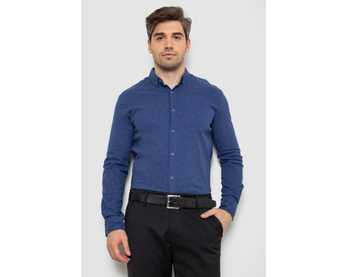 Сорочка чоловіча з принтом, колір синій, 214R7365-1