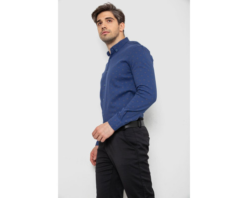 Сорочка чоловіча з принтом, колір синій, 214R7365-1