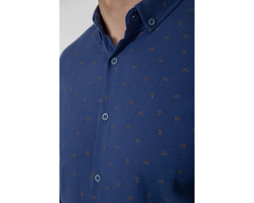 Сорочка чоловіча з принтом, колір синій, 214R7365-1