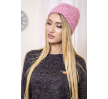 Жіноча шапка, пудрового кольору, з вовни, 167R002